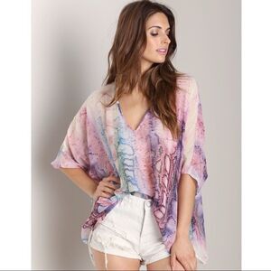 Show Me Your Mumu Shook V Neck Tunic Pink Phython Snake Oversized